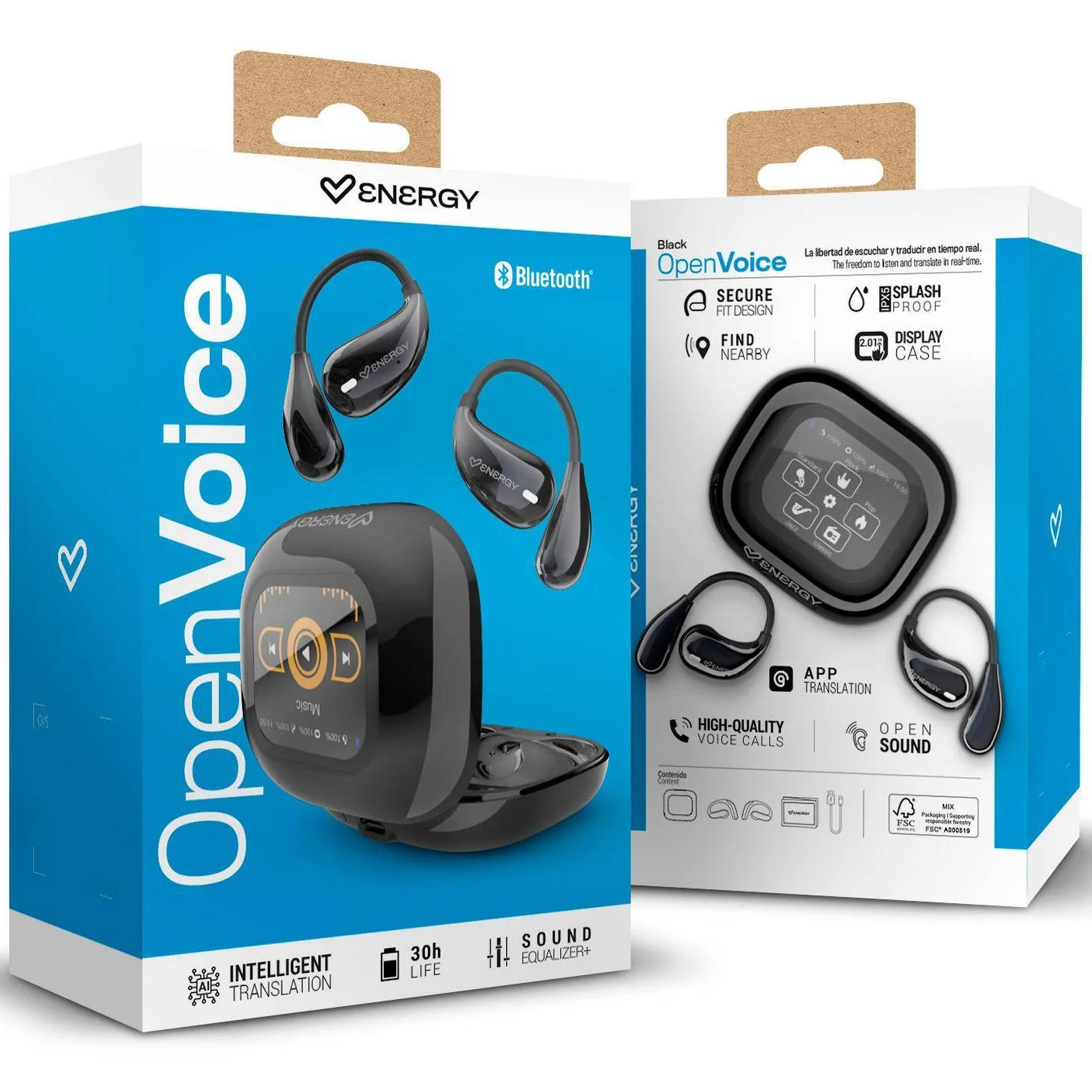 ENERGY SISTEM/AUDIFONO EARPHONES OPEN VOICE BLUETOOTH BLACK – foto 3