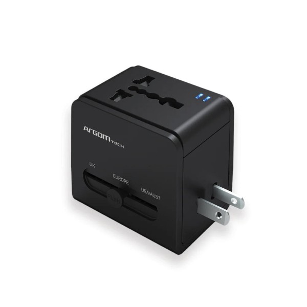 ARGOM/ADAPTADOR DE VIAJE UNIVERSAL CARGA RAPIDA BLACK
