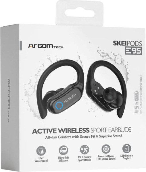 ARGOM/AUDIFONO EARBUDS ACTIVE WIRELESS SPORT E95 BLACK