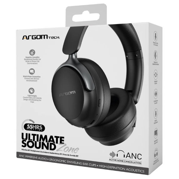 ARGOM/AUDIFONO DIADEMA INALAMBRICO ANC ULTIMATE SOUND PRO BLACK 9242
