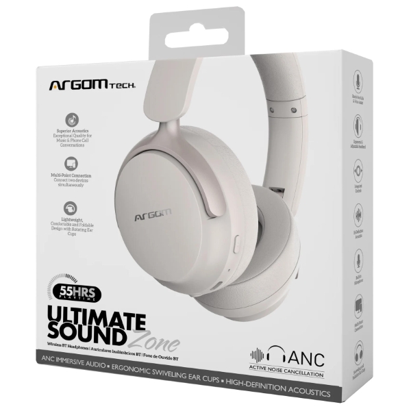 ARGOM/AUDIFONO DIADEMA INALAMBRICO ANC ULTIMATE SOUND PRO BEIGE 9259