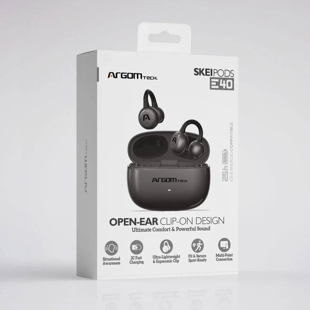 ARGOM/AUDIFONO INSERCION OPEN-EAR CLIP-ON SKEIPODS E40 A00785 BLACK