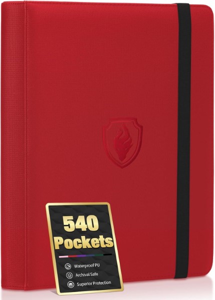 ESTUCHE TARJETAS POKEMON FABMAKER 9 POCKET 540 CARDS STRAP ROJO B0D2K8C7X7