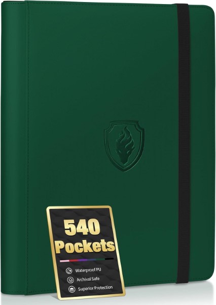 ESTUCHE TARJETAS POKEMON FABMAKER 9 POCKET 540 CARDS STRAP DARK GREEN