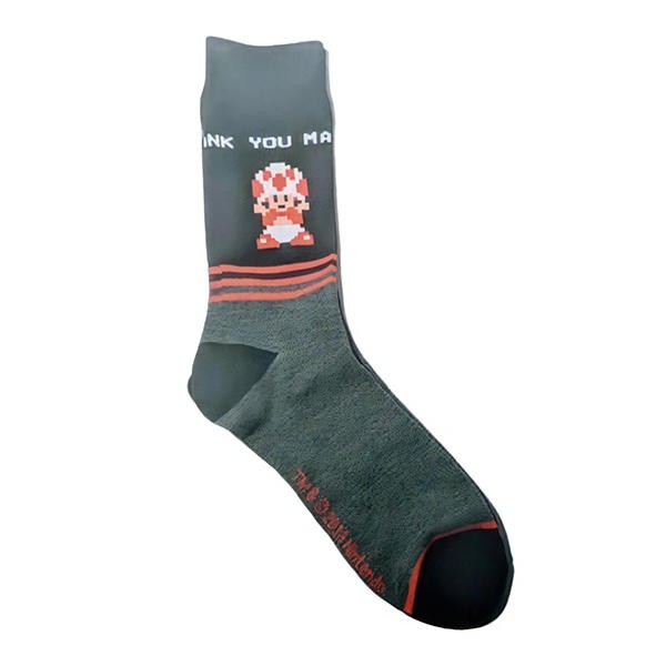 MEDIAS SUPER MARIO TOAD 8 BIT BLACK-GREY IN TUBE
